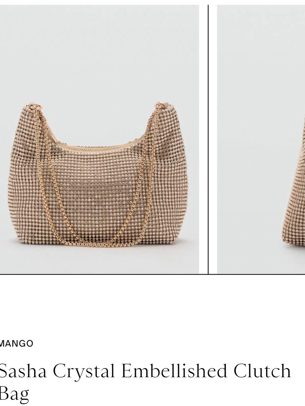 Mango Sasha Crystal Embellished Clutch Bag in Beige/Gold